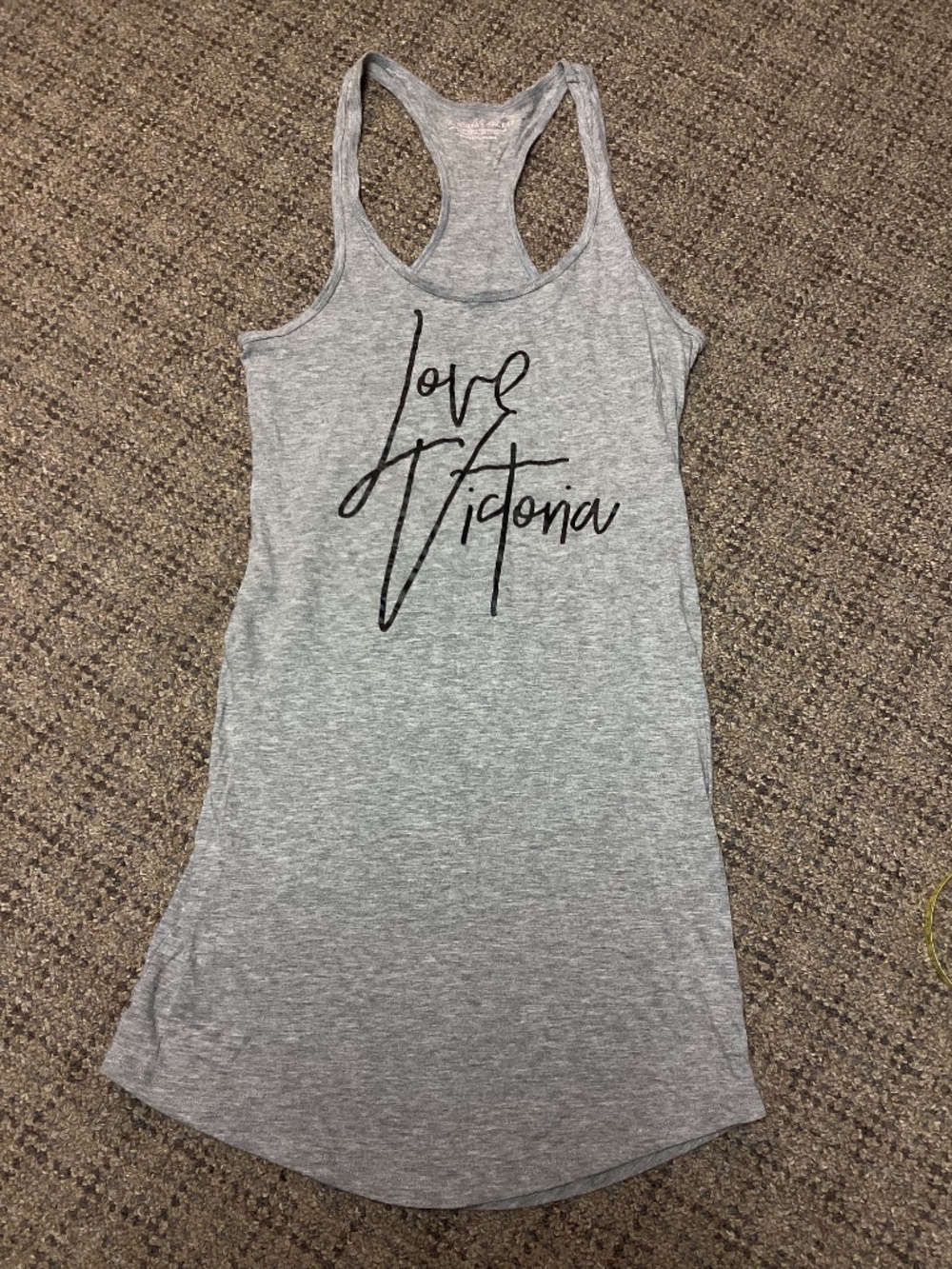 Victoria’s Secret Light Gray "Love Victoria " Racerback Tank Top Size XS